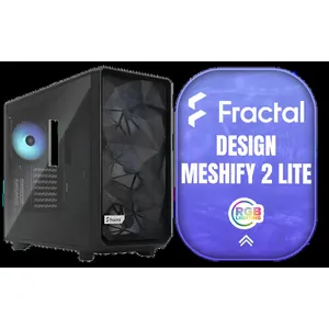 Fractal Design Meshify 2 Lite RGB Black ATX Flexible Light Tinted Tempered Glass Window Mid Tower Computer Case / FD-C-MES2A-06