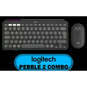 Logitech Pebble 2 Wireless Combo - Tonal Graphite / Slim Keyboard / Multi-device Bluetooth / Keyboard and mouse / Customizable keys and button / Up to 10m / 920-012239