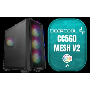 DEEPCOOL CC560 MESH V2 Mid-Tower Case - Black That Supports - Mini-ITX / Micro-ATX / ATX With Pre-Installed 3 x 120mm Fans in Front and 1 x 120mm Fan in Rear / CC560-MESH-V2