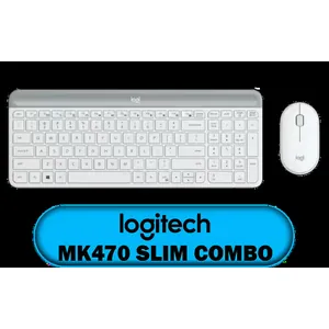 Logitech MK470 Slim Wireless Keyboard and Mouse Combo - Low Profile Compact Layout, Ultra Quiet Operation, 2.4 GHz USB Receiver with Plug and Play Connectivity, Long Battery Life - OFFWHITE