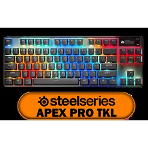 SteelSeries Apex Pro TKL Wireless Gen 3 OmniPoint 3.0 HyperMagnetic Switches / Adjustable Actuation / Rapid Trigger / Game-Ready Presets / Protection Mode / Rapid Tap/SOCD OLED RGB PBT Keycaps / USB-C / 64871