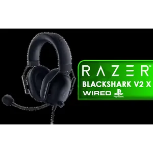 Razer BlackShark V2 X Gaming Headset (PlayStation) - Black / Triforce Titanium 50mm Drivers / HyperClear Cardioid Mic Design / Advanced Passive Noise Cancellation / 240g Lightweight Memory Foam / On-Headset Volume Wheel Control / Cross-Platform 3.5mm Compatibility / Individual Highs Mids Lows Tuning