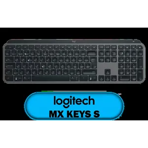 Logitech® MX Keys S Wireless Keyboard - Graphite / Smart White Backlit / Bluetooth Low Energy Technology / 2.4GHz Logi Bolt USB Receiver / 920-011587