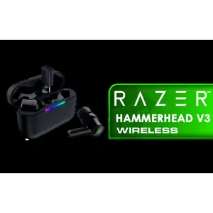 Razer Hammerhead V3 HyperSpeed Earphones - Black / Multi-Platform 2.4GHz Bluetooth 5.3 Wireless Freedom / Hyperspeed Case Direct PC Connection / THX Spatial Audio 7.1.4 Surround / IPX4 Sweat Rain Resistance / Intuitive Touch Controls LED Indicator / USB-C Pass-through Charging Gameplay