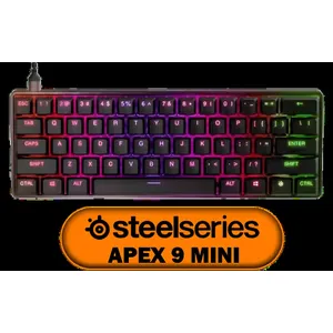 SteelSeries Apex 9 Mini – HotSwap Optical Mini Keyboard – 60% Compact Design – Optical Switches – RGB Customization – Aluminum Alloy Frame – Double Shot PBT Keycap / 64837
