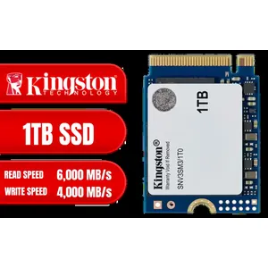 Kingston SNV3S 1TB NVMe SSD / Up to 6,000MB/s Read / Up to 4,000MB/s Write / PCIe 4.0 x4 NVMe / M.2 2230 Form Factor / SNV3SM3/1T0