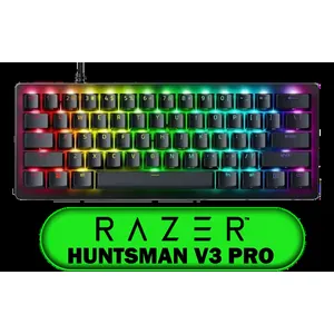 Razer Huntsman V3 Pro Mini 60% Esports Gaming Keyboard: Analog Optical Switches w/Rapid Trigger & Adjustable Actuation - Onboard Adjustments - Dual-Purpose Mod Keys - Doubleshot PBT Keycaps - Black / RZ03-04990100-R3M1