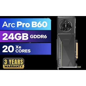(OEM) ASRock Intel Pro B60 Creator 24GB Graphics Card / 24GB 192-bit GDDR6 / GPU Clock: 2400 MHz / Microsoft® DirectX® 12 Ultimate / 160 Intel® XMX Engines / Intel® Xe2-HPG Architecture / Note: NO Packaging