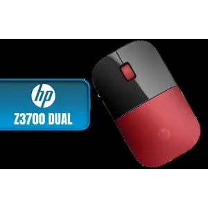 HP Z3700 Dual Red Mouse, Bluetooth 5.0, USB-A dongle, 2.4 GHz Wireless Connection, Multi-Surface Tracking, Silent clicks, Up to 1600 dpi, 16-Month Battery Life, 50g, Silver / V0L82AA