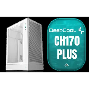 DeepCool CH170 PLUS Vertical Mid-Tower Case – White / Supports Mini-ITX, Micro-ATX / High-Airflow Design with Mesh Panels / Transparent Tempered Glass / 240mm Radiator Support / USB 3.0 / Type-C / No Fans Included / CH170-PLUS-WH