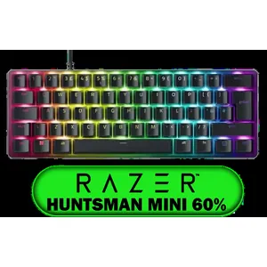 Razer Huntsman Mini 60% Gaming Keyboard: Analog Optical Switches - Doubleshot PBT Keycaps - Chroma RGB - Onboard Memory - Portable 60 Percent Form Factor - Detachable Type-C Cable - Classic Black / RZ03-04340100-R3M1