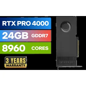 LEADTEK NVIDIA RTX PRO 4000 Blackwell 24GB GDDR7 Workstation Graphics Card / 8,960 Nvidia CUDA Cores / 672GB/s Memory Bandwidth / NVIDIA Blackwell Architecture / 126X4000100