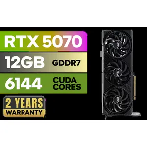 Palit GeForce RTX 5070 Infinity 3 12GB Graphics Card / 12GB GDDR7 / 6144 Cuda Cores / 192-bit Memory Interface / Boost Clock : 2512 MHz / NVIDIA Blackwell & DLSS 4 / NE75070019K9-GB2050S