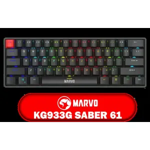 MARVO KG933G Saber 61 Mechanical Gaming Keyboard - Red Switch / Classic 60% Compact Design / Rainbow Backlight with 12 Lighting Modes / Full keys anti-ghosting keyboard / Detachable USB Type-C Cable / KG933G