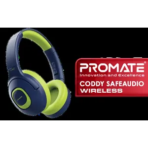 Promate Coddy Hi-Definition SafeAudio™ Wireless Headphone - Emerald / 300mAh Battery / Up to 20 hours of Playtime / AUX Support / Kid Proof / CODDY.EMERALD