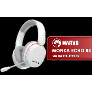 MARVO Monka Echo RS TRI-MODE WIRELESS GAMING HEADSET / Wireless Stereo Gaming Headset / Soft-Cushioned Leather Ear Cups / Effortless in-line Audio Control / Illuminating RGB Light Display / Omnidirectional Mic for Crystal Clear Communication / HG9070W