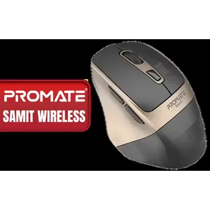 Promate Samit Wireless Mouse - Gold / Ergonomic Silent Click Optical 2.4GHz Cordless Mice with Adjustable 2200DPI / 6 Programmable Buttons / USB Nano Receiver / 10m Working Distance for MacBook Air / Samit.Gold