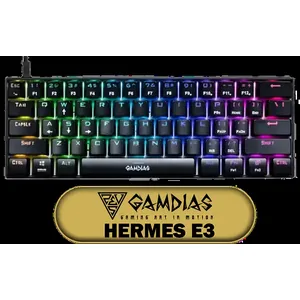 GAMDIAS Hermes E3 61 Key RGB Mechanical Gaming Keyboard, Red Switch with 19 Built-in Lighting Effects Certified Optical Switches and N-Key Rollover & Anti-Ghosting Functionality (Black) / HERMES-E3-RED