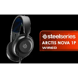 SteelSeries Arctis Nova 1P Multi-System Gaming Headset — Hi-Fi Drivers — 360° Spatial Audio — Comfort Design — Durable — Lightweight — Noise-Cancelling Mic — PS5/PS4, PC, Xbox, Switch - Black / 61611