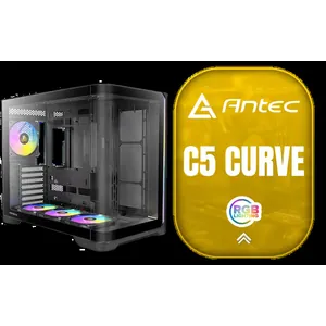 Antec C5 Curve ARGB Mid-Tower Gaming Case / Magnetic Dust Filters / Full-View Front & Side Tempered Glass / Supports Motherboards up to ATX / Supports Up to 410mm Graphics Cards / 4 Pre-Installed 120mm ARGB Fans Included/ Integrated ARGB & PWM Fan Controller / Up to 9 Fans Simultaneously / 4 Pre-Installed 120mm ARGB Fans / 0-761345-10225-4