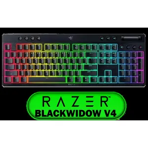 Razer BlackWidow V4 HyperSpeed Low-Profile Mechanical Gaming Keyboard: Green Switches Tactile & Clicky / Chroma RGB / Multi-function Roller & 11 Control Buttons / Durable textured PBT keycaps / Battery life up to 980 hours / HyperSpeed Wireless & Bluetooth connectivity