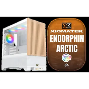 Xigmatek Endorphin WD Arctic Mid Tower Gaming Case - White / Supports Motherboards up to E-ATX / 4 x Pre-Installed ARGB Fans Included / EN42218