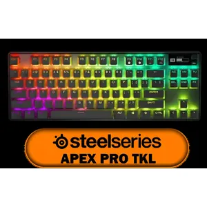 SteelSeries Apex Pro TKL Wireless 2023 Ed. - World's Fastest Mechanical Gaming Keyboard – Adjustable Actuation – Esports Tenkeyless – OLED Screen – PBT Keycaps – Bluetooth 5.0 – 2.4GHz – USB-C / 64865