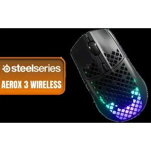 SteelSeries Aerox 3 Wireless - Super Light Gaming Mouse - 18,000 CPI TrueMove Air Optical Sensor - Ultra-Lightweight 68g Water Resistant Design - 200 Hour Battery Life – Onyx / 62612
