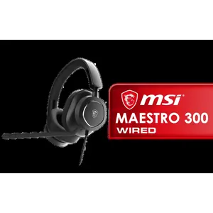 MSI MAESTRO 300 Gaming Headset / 40mm Neodymium Audio Drivers / Detachable Cardioid Microphone / Mesh Or Leather Earpads / Lightweight Adjustable Comfort / Multi-Platform USB-C Connectivity / Nahimic 3D Audio Support