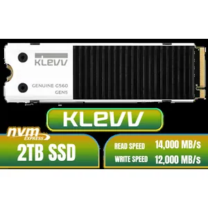 KLEVV Genuine G560 2TB Gen5x4 NVMe SSD / Up to 14,000MB/s Sequential Read / Up to 12,000MB/s Sequential Write / M.2 2280 Form Factor / Phison E26 Controller
