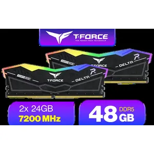 Teamgroup T-Force DELTA RGB 48GB DDR5 Desktop Memory - Black / 48GB (2x24GB) / 7200MHz / CL34 / FF3D548G7200HC34ADC01