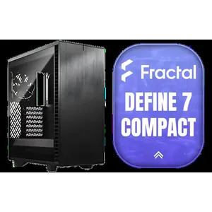 Fractal Design Define 7 Compact Black Brushed Aluminum/Steel ATX Compact Silent Tempered Glass Window Mid Tower Computer Case - 2 x Pre-Installed Fans Included - FD-C-DEF7C-03