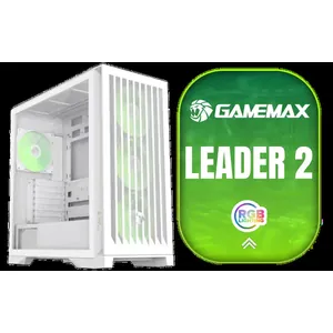 Gamemax Leader 2 E-ATX Mid-Tower Gaming Case - White / Tempered Glass Side Panel / Support 9×120mm or 8×140mm Fan Mounts / 4 Pre-installed 140mm ARGB Fans + Dedicated Controller / E-ATX, ATX(+ BTF), M-ATX(+ BTF), ITX Motherboard Support / ATX PSU Support