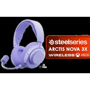 SteelSeries Arctis Nova 3X Wireless Xbox Gaming Headset - Lavender / 40mm Neodymium Drivers / 360° Spatial Audio / 38-Hour Battery Life / USB-C Dongle for Multi-Platform Use / Noise-Cancelling Mic / Xbox, PS5, PS4, PC, Switch, Mobile, Chromebook / 61693
