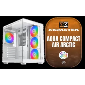 Xigmatek Aqua Compact Air Arctic Mid Tower Gaming Case / Supports Motherboards up to ATX / 2 Tempered Glass Panel Design / Top & Bottom Dust Filter / CPU Cooler Clearance up to 158mm / GPU Length up to 320mm / PSU Support up to 160mm / 4 x Pre-Installed ARGB Fans Included