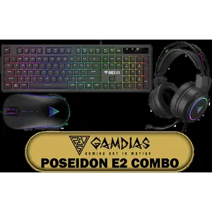 Gamdias Poseidon E2 3-in-1 Gaming Combo / Multi-color Lighting / Gamdias Membrane Keyboard / Up to 3600 DPI / 6-key rollover Keyboard / 50mm for Immersive Sound / POSEIDON-E2-3-IN-1-COMBO
