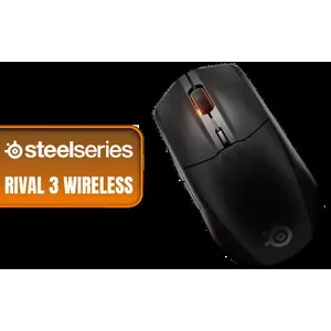 SteelSeries Rival 3 Wireless Gen 2 Black Gaming Mouse - Black / TrueMove Air Optical Sensor Up to 18K DPI / Dual Wireless Connectivity (2.4GHz + Bluetooth) / Precision 1-to-1 Tracking / Ultra-Low 1.9ms Click Latency / 60M Click Durable Switches / Lightweight Ergonomic Design