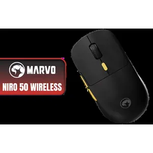 MARVO Niro 50 | G912W – Wireless Gaming Mouse - Black / Tri-Mode Connectivity / Precision Optical Sensor / 6 DPI Levels up to 12000 / Durable Mechanical Switches / Long Battery Life / G912W-BK