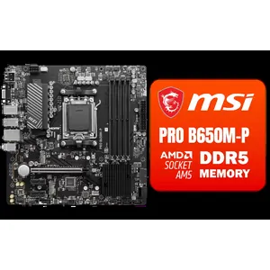 MSI PRO B650M-P PRO Series Motherboard (AMD AM5, mATX, DDR5, PCIe 4.0, M.2, SATA 6Gb/s, USB 3.2 Gen 2, HDMI/DP, AMD Ryzen 7000 Series Desktop Processors) - 911-7E27-001