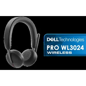 Dell Pro WL3024 Wireless Headset / Secure Fit / Battery Indicator / Voice Assistant / LED Call Indicator / Bluetooth LE Audio / Passive Noise Cancellation / Advanced Audio Coding (AAC) / Foldable / Detachable Cable / Beamforming Microphone / Rotating Microphone