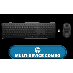HP Multi-Device Dual-Mode Mouse and Keyboard Combo / 4000 DPI Ultra-Precision Tracking Resolution / Programmable Multifunction Top Bar Controls / ISO Layout Professional Keyboard Standard / L-Shaped Enter Key Ergonomic Design / Slovak Localized Keyboard Customization / Fn Key Quick Function Access