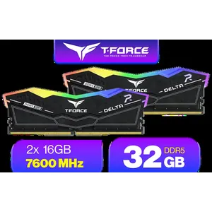 Teamgroup T-Force DELTA RGB 32GB DDR5 Desktop Memory - Black / 32GB (2x16GB) / 7600MHz / CL36 / FF3D532G7600HC36DDC01