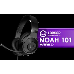 LORGAR Noah 101 Gaming Headset with Microphone – Black / 40mm Drivers / Retractable Mic / 20–20,000Hz Frequency Range / 3.5mm Jack / PU Leather Ear Cushions / Foldable Design / Multi-Platform Compatible