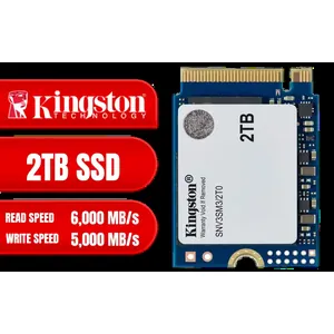 Kingston NV3 2TB NVMe SSD / Up to 6,000MB/s Read / Up to 5,000MB/s Write / PCIe 4.0 x4 NVMe / M.2 2230 Form Factor / SNV3SM3/2T0