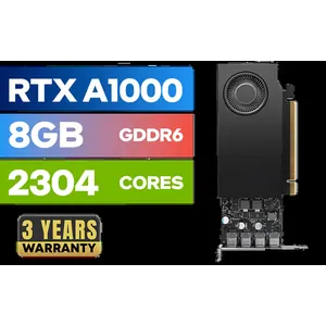 Leadtek NVIDIA RTX A1000 8GB GDDR6 Workstation Graphics Card / 2304 Nvidia CUDA Cores / 192GB/s Memory Bandwidth / Nvidia Ampere Architecture / 126W8000100