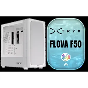 TRYX FLOVA F50 Mid-Tower ATX Case - White / Supports Motherboards up to ATX / Premium Fabric Exterior / Quiet-by-Design Architecture / 360mm Radiator Support / Spacious 58L Interior / Advanced Cable Management / Detachable Panels & Dust Filters / 2x Fans Included