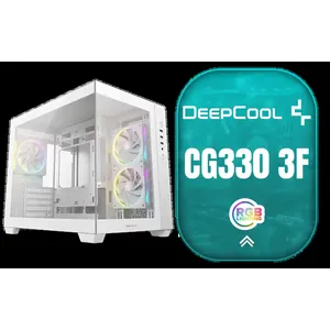 DEEPCOOL CG330 3F Micro-ATX Case - White / Panoramic Dual-Chamber Design / 3x ARGB Fans Pre-installed / 360mm Radiator Support / GPU Support Up to 410mm / ITX & Micro-ATX Support / Tempered Glass / Front I/O: USB 3.0 x1, USB 2.0 x2, Audio / CG330-3F-WH