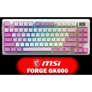 MSI Forge GK600 TKL Wireless - Violet / 20-Mode RGB Backlight / 2.4 GHz Wireless, Bluetooth, USB 2.0 Connectivity / Mechanical Linear Switch Type / Full Keys Anti-Ghosting / S11-43CEQ01-HH9
