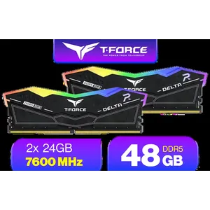 Teamgroup T-Force DELTA RGB 48GB DDR5 Desktop Memory - Black / 48GB (2x24GB) / 7600MHz / CL36 / FF3D548G7600HC36EDC01