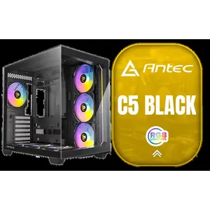 Antec C5 ARGB, 7 x 120mm ARGB PWM Fans Included, Up to 10 Fans Simultaneously, Type-C 3.2 Gen 2 Port, Seamless Tempered Glass Front & Side Panels, 360mm Radiator Support, Mid-Tower ATX PC Case / 0-761345-10033-5